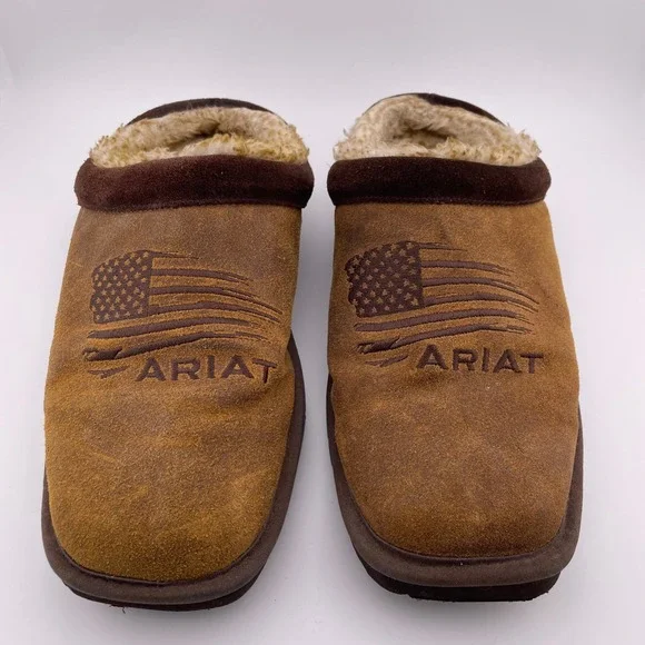 Ariat Shoes Ariat Mens Brown Suede Leather Fur American Flag